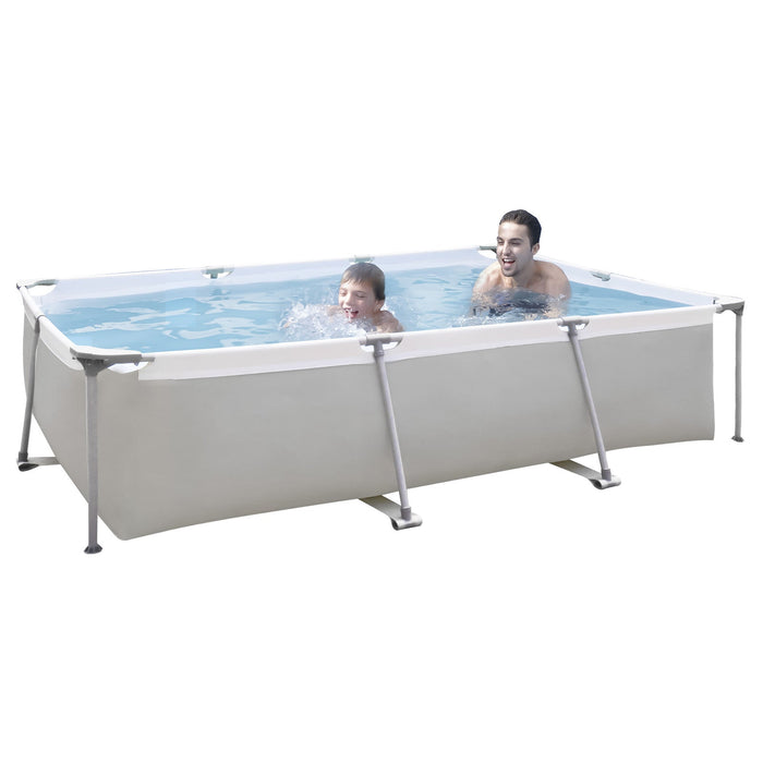 10 Feet Rectangular Large Frame Above Ground Swimming Pool - Grey