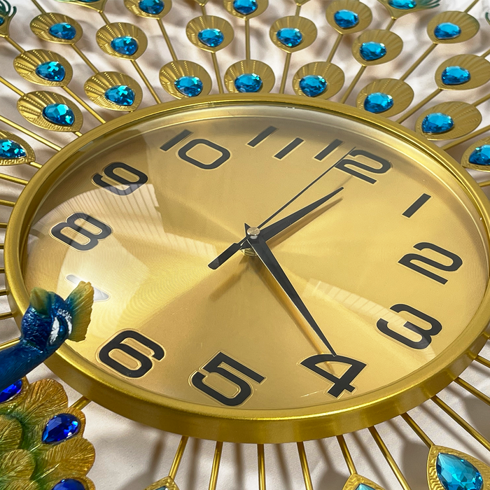 Golden Peacock Wall Clock