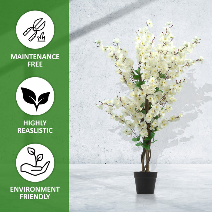 Artificial Cherry Blossom Tree Realistic White Wintersweet