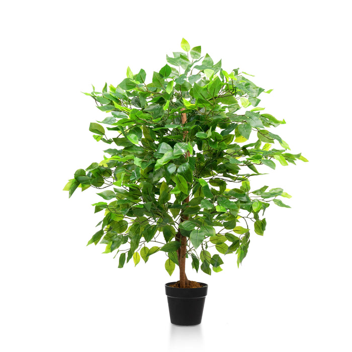 3ft Realistic Artificial Ficus Tree Plant Green Large Bushy Ficus 90cm