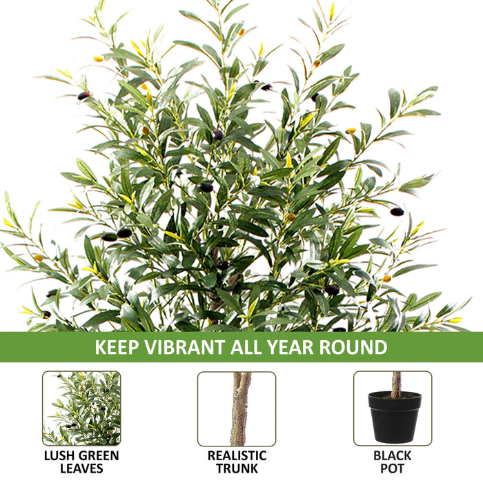 7Ft Olive Tree with 64PCS Fresh Olives - Artificial Plant