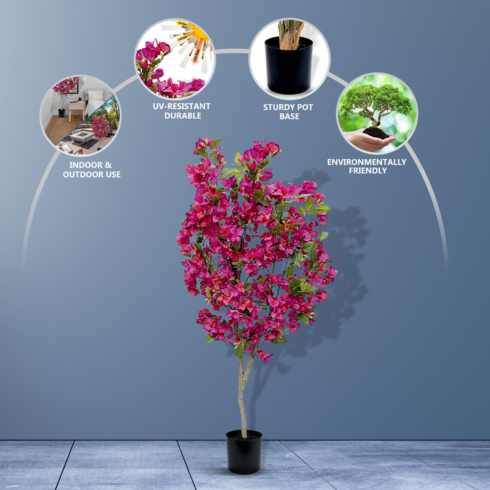 5Ft Blooming Bougainvillea Glabra  Paperflower - Artificial Plant