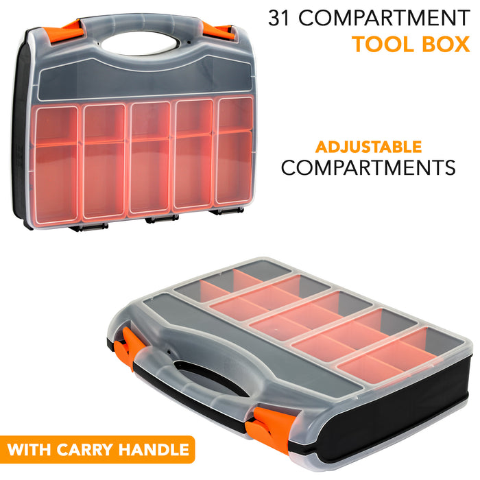 31 Double Sided Compartment Box Storage Tool Organiser