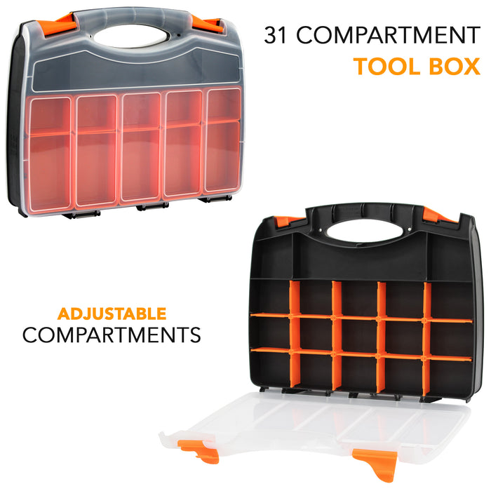 31 Double Sided Compartment Box Storage Tool Organiser