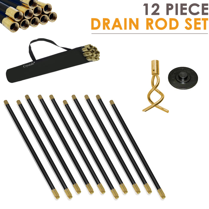 12 Piece 9 Meter Drain Rods Set