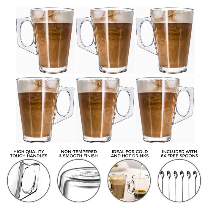 6 Pack 240ML Glass Coffee Cups