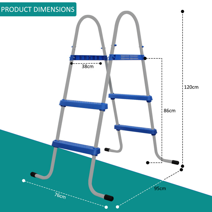 33 Inch Pool Step Ladder Double Sided - Above Ground Metal