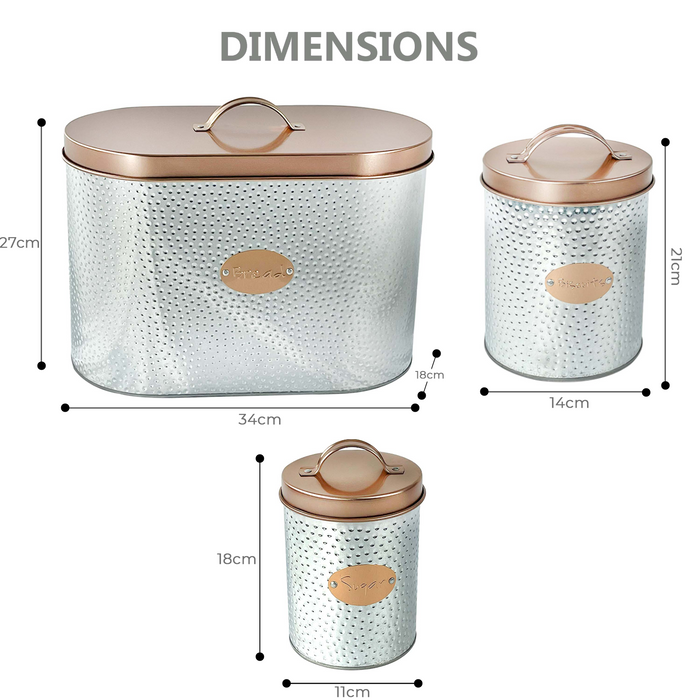 Metal Bread Bin and Canisters Dimensions