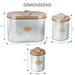 Metal Bread Bin and Canisters Dimensions