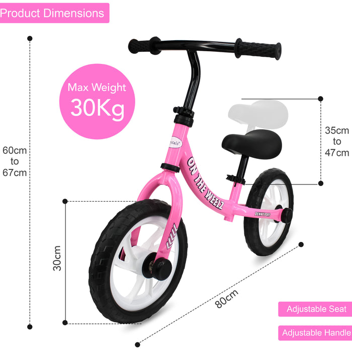 On The Weelz 12" Kids Balance Bike For 2-6 Years