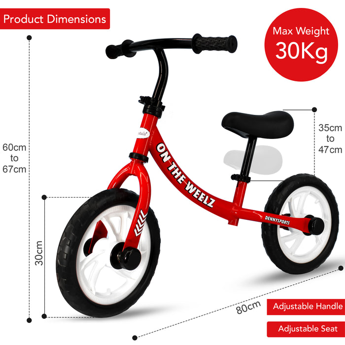 On The Weelz 12" Kids Balance Bike For 2-6 Years