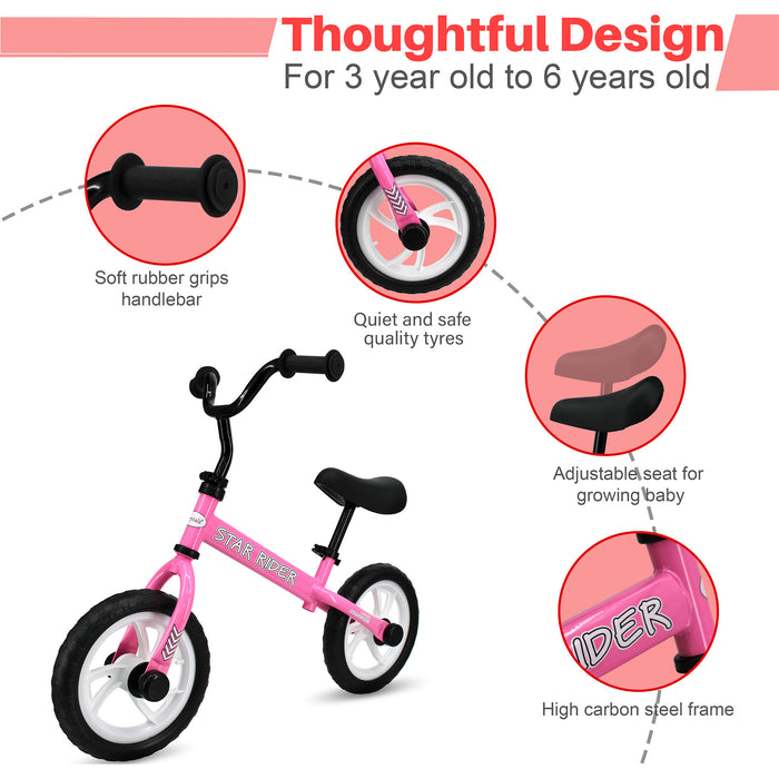 Star Rider 12" Kids Balance Bike For 2-6 Years