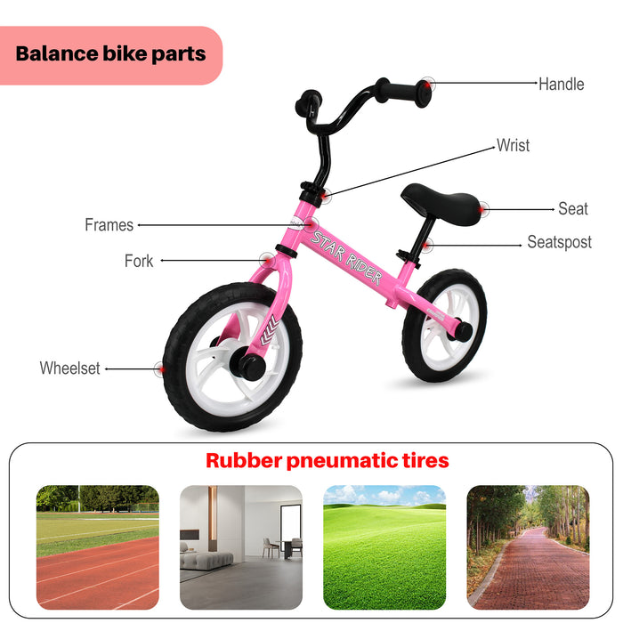 Star Rider 12" Kids Balance Bike For 2-6 Years