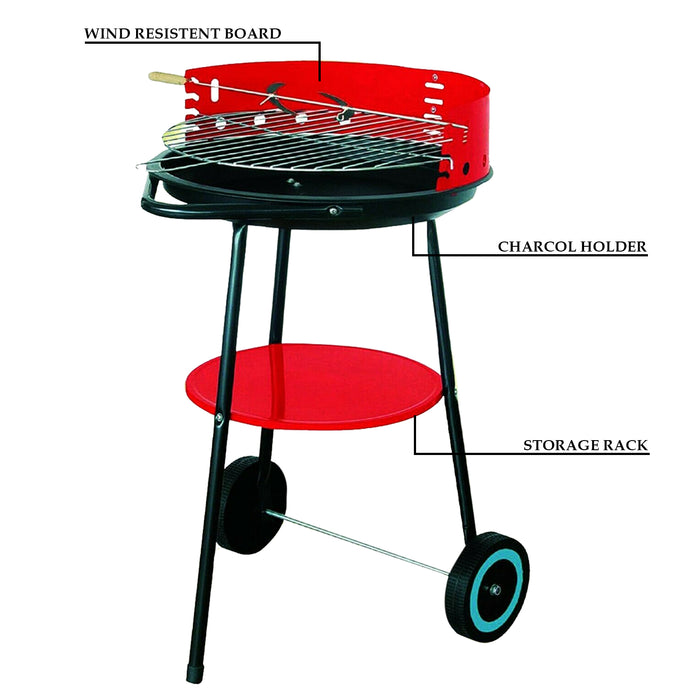 Barbecue Grill Trolley with Wheel