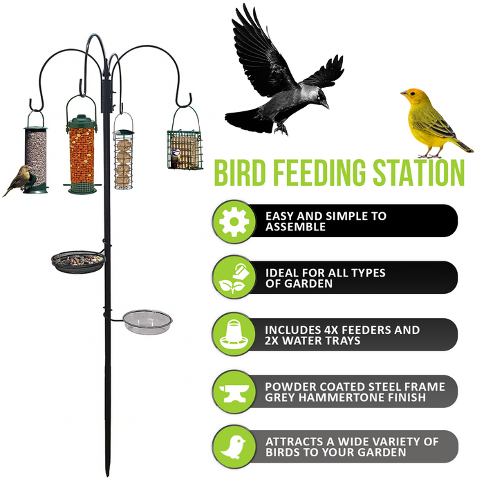 Bird Feeder Station With Water Bath