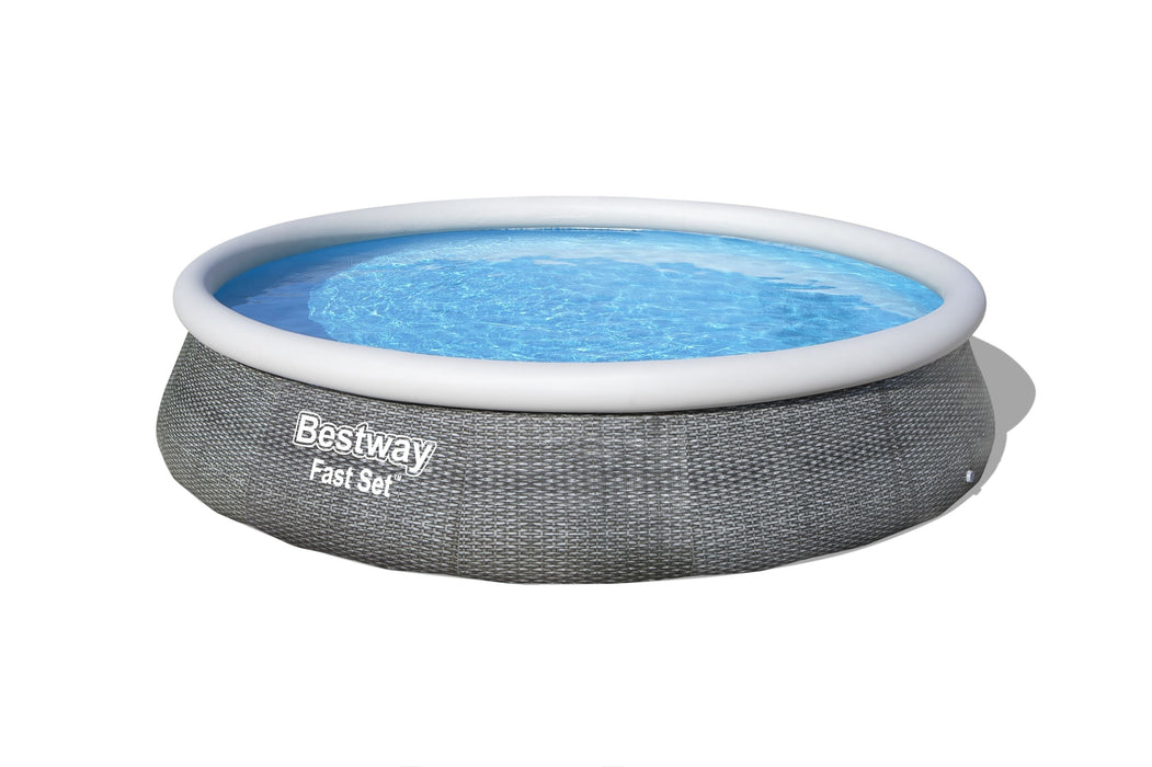 12ft Bestway Rattan Effect Fast Set Swimming Pool + Filter Pump