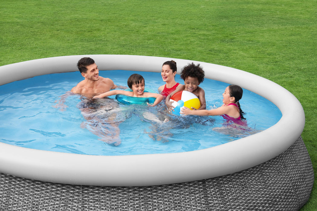 12ft Bestway Rattan Effect Fast Set Swimming Pool + Filter Pump