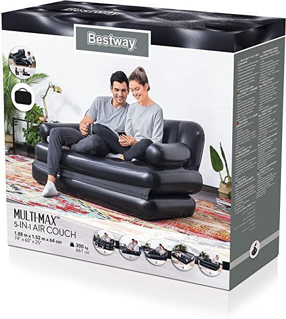 Bestway Multipurpose Sofa, 188 x 152 x 64 cm, PVC, Black