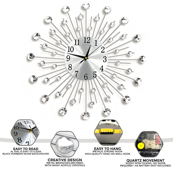 Diamante Jewelled Bead Indoor Large Wall Clock