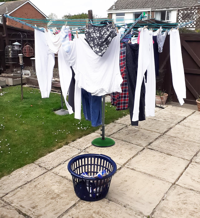 4 Arm Rotary Washing Line Clothes Airer & Peg Bag