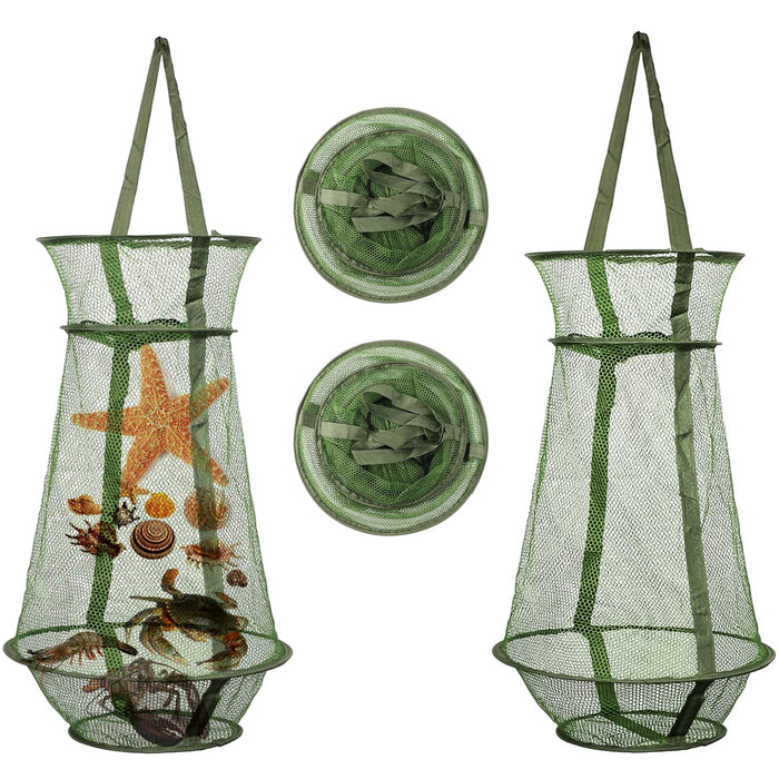 2 x Fish Folding Cage Crabbing Basket