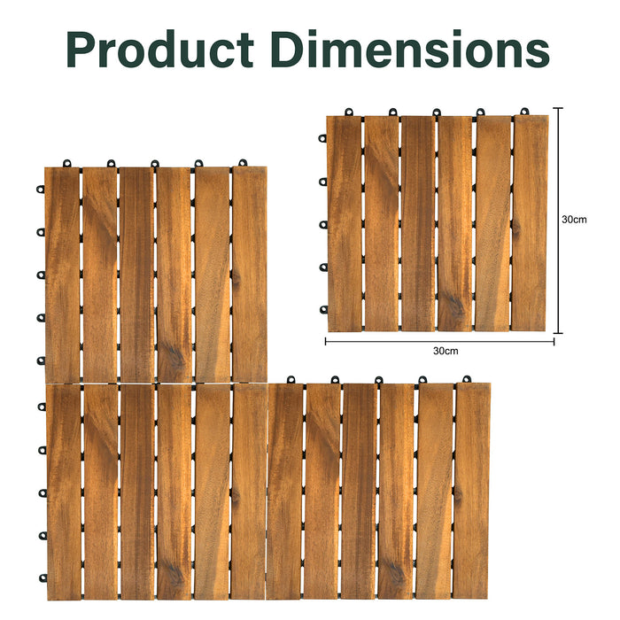 Interlocking Wooden Decking Tiles 30x30cm