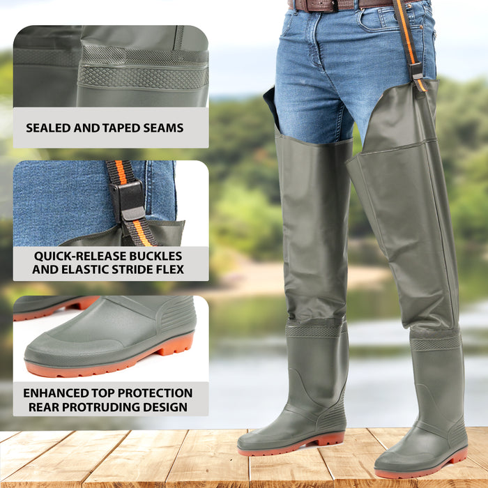 Lightweight Hip Waders with Cleated Sole