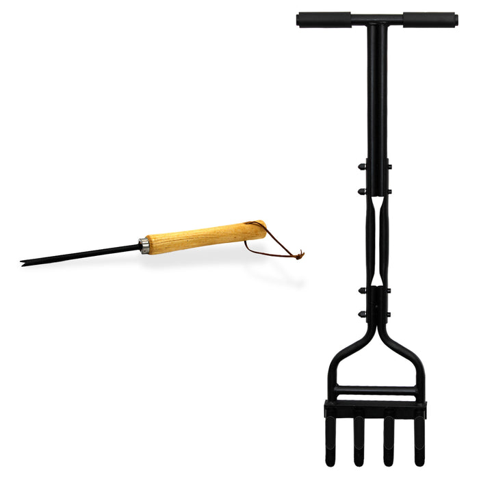 4 Prong Hollow Tine Lawn Long Handle Aerator