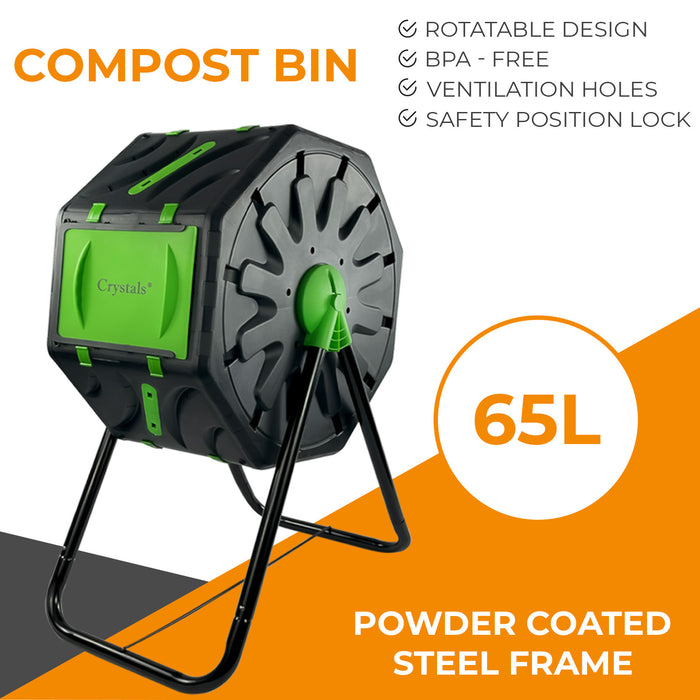 65L Tumbling Garden Composter Bin