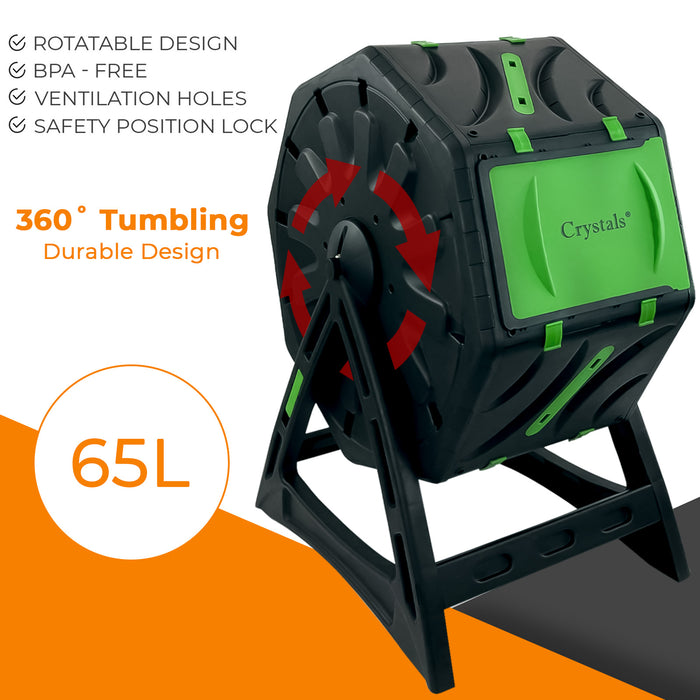 65L Tumbling Garden Composter Bin