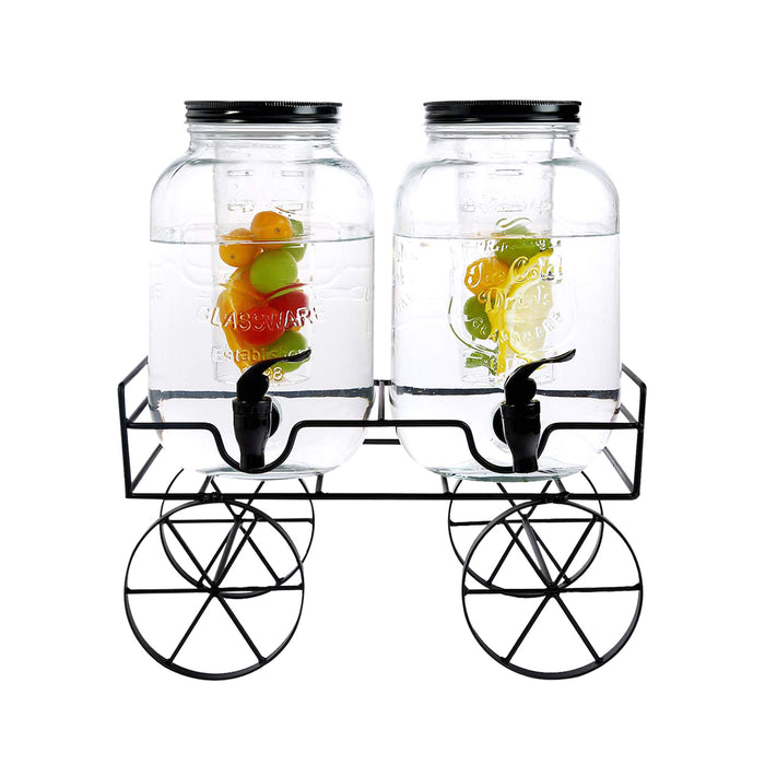 2x4 Litres Dual Double Glass Drinks Dispenser