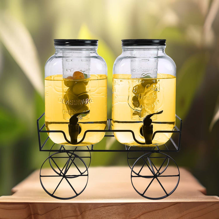 2x4 Litres Dual Double Glass Drinks Dispenser