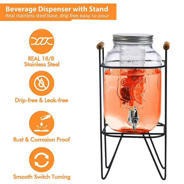 4L Glass Vintage Beverage Drinks Dispenser