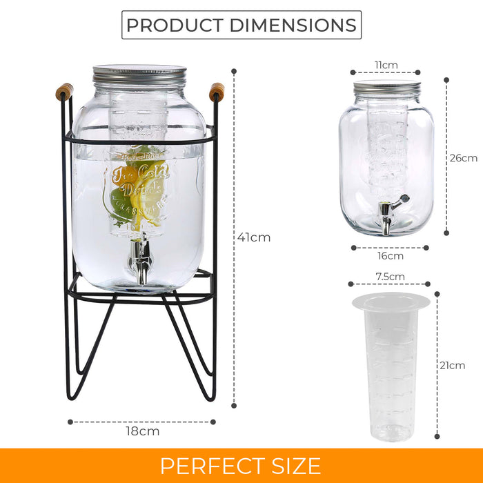 4L Glass Vintage Beverage Drinks Dispenser