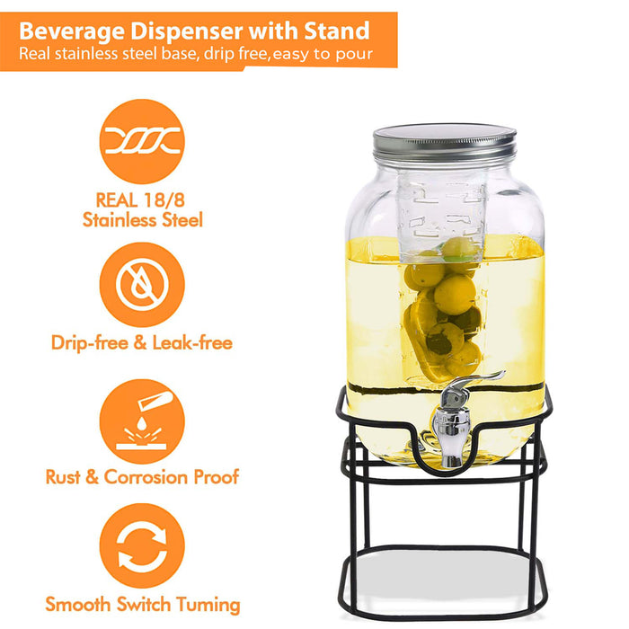 4L Glass Vintage Beverage Drinks Dispenser