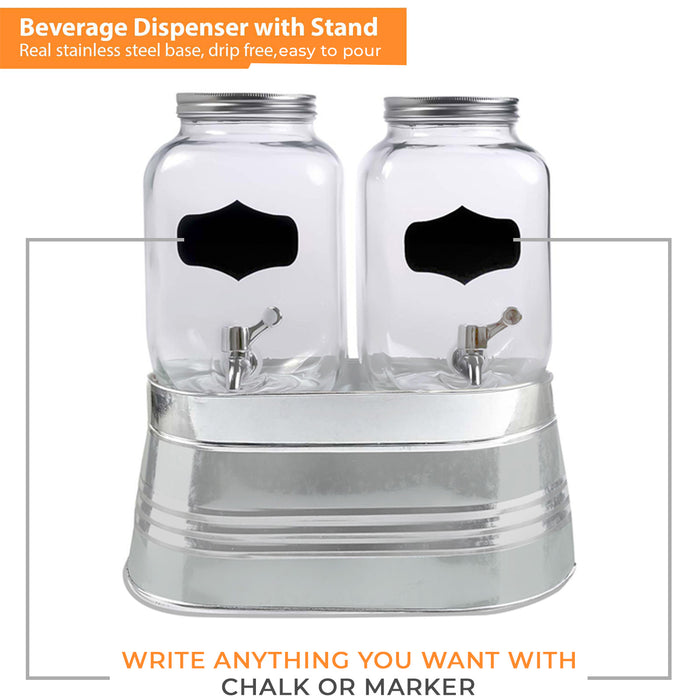 2x4 Litres Dual Double Glass Drinks Dispenser