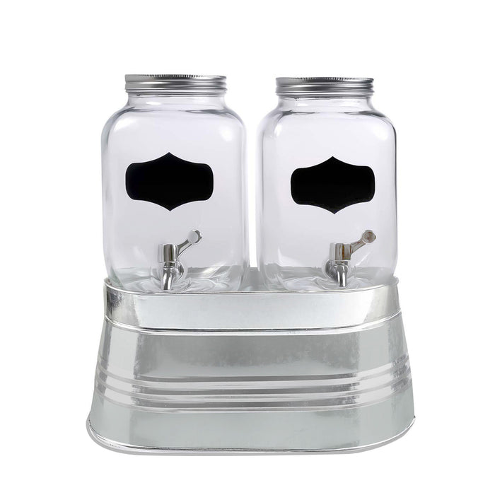 2x4 Litres Dual Double Glass Drinks Dispenser