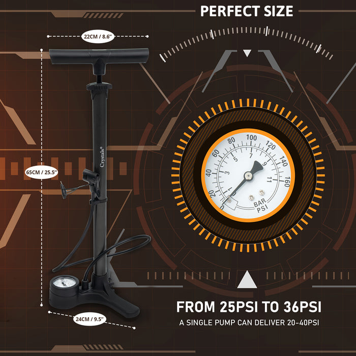 Mountain Bike Foot Pump with Gauge