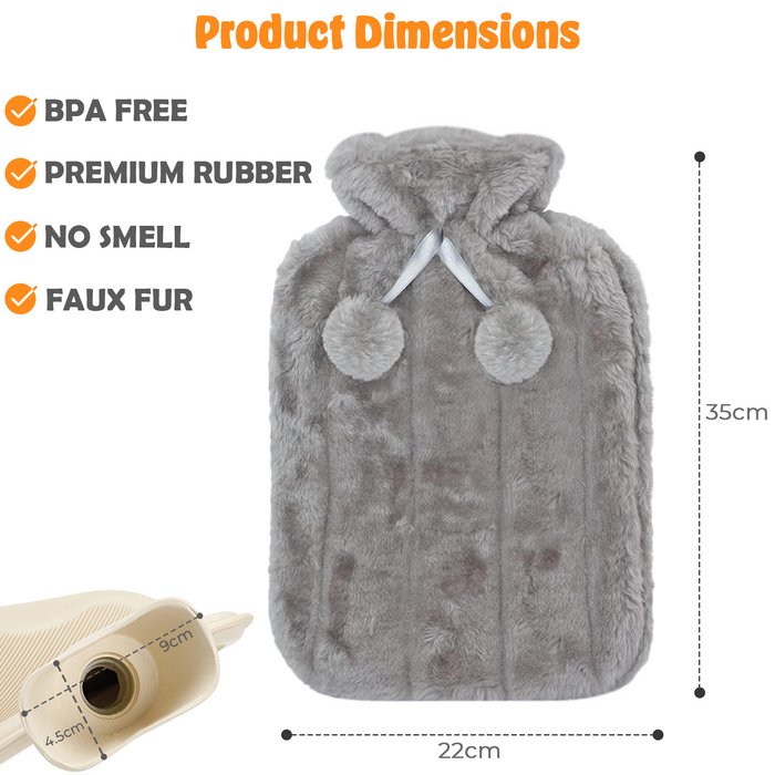 2L Hot Water Bottle With Fluffy Cover