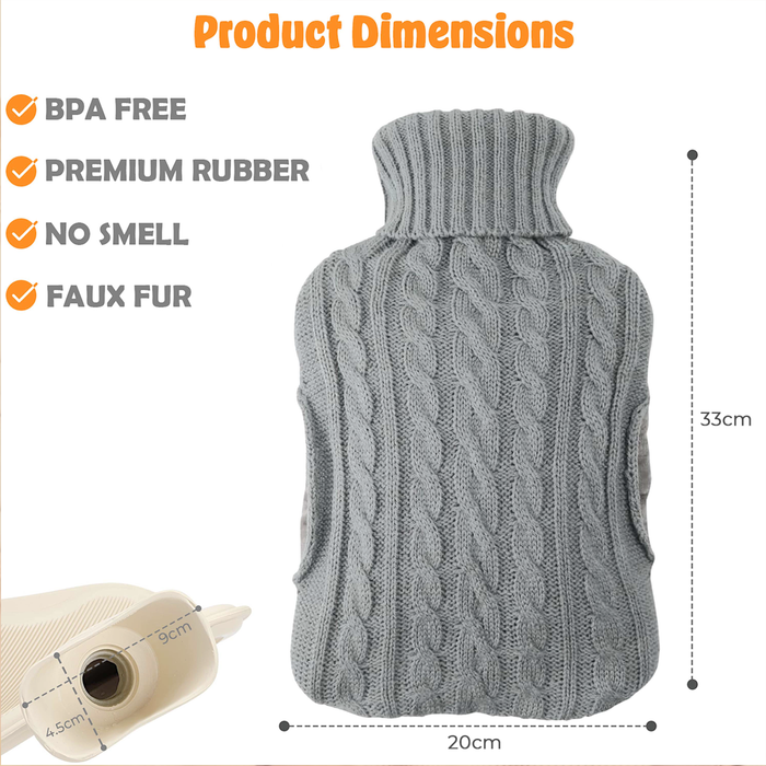 2L Hot Water Bottle with Built In Pockets