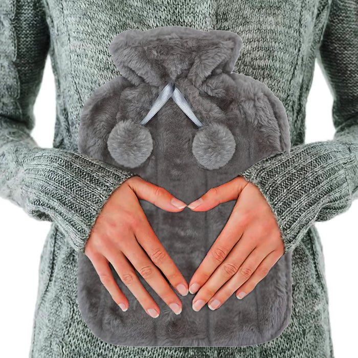 2L Natural Rubber Hot Water Bottle Charcoal Grey