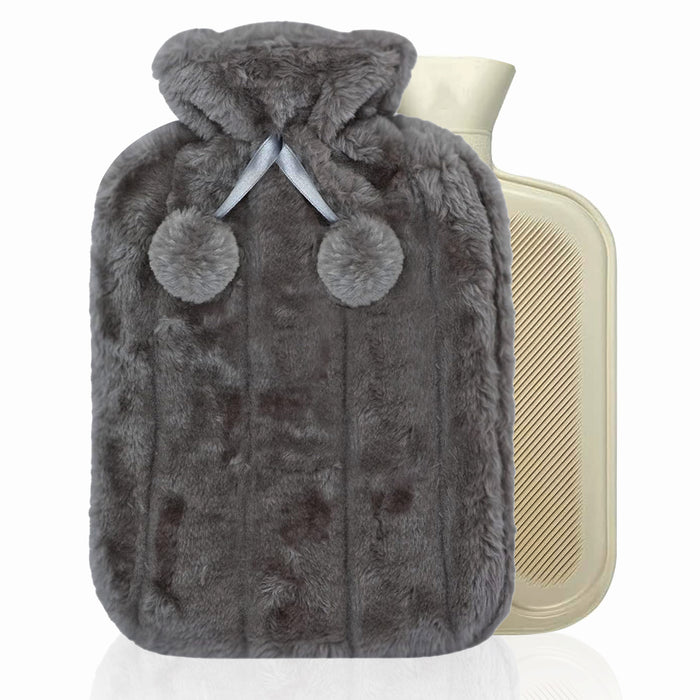 2L Natural Rubber Hot Water Bottle Charcoal Grey