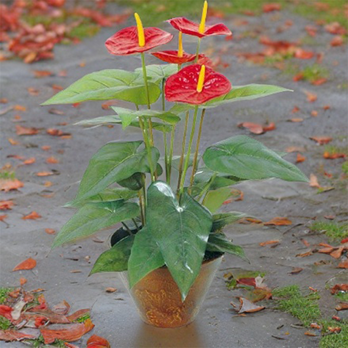 20 Leaves Flamingo Lily, 4 Flowers - Artificial Plant