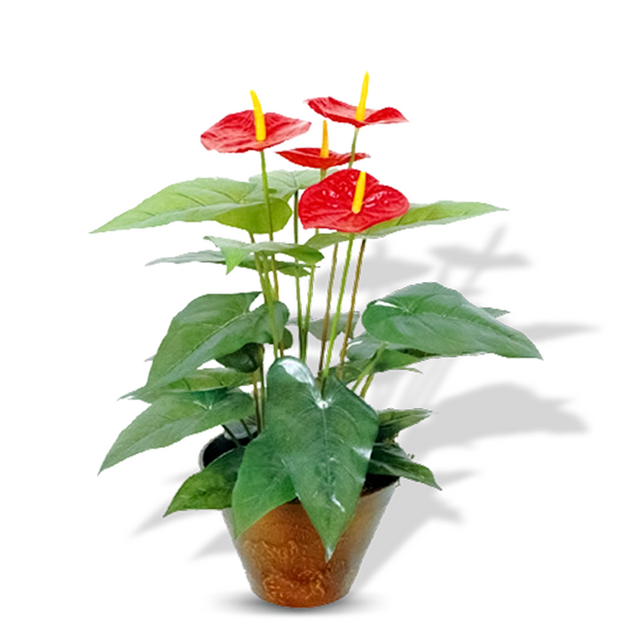 20 Leaves Flamingo Lily, 4 Flowers - Artificial Plant