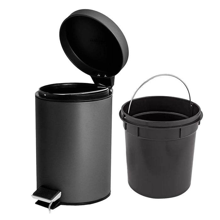 3L Bathroom Pedal bin Black with Toilet Brush