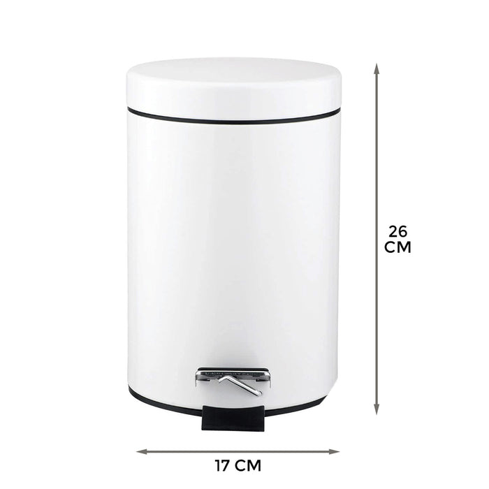 Stainless Steel 3L Small Pedal Bin - White