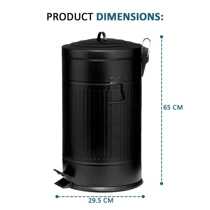 American Style Black Pedal Bin 30L