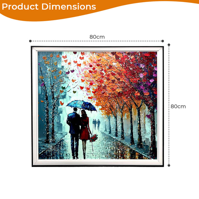 Couple Walking in the Rain Portrait - 80 x 80cm