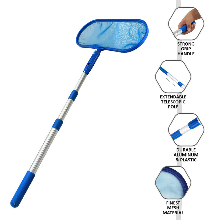 Swimming Pool Cleaning Net with Extendable Telescopic Pole