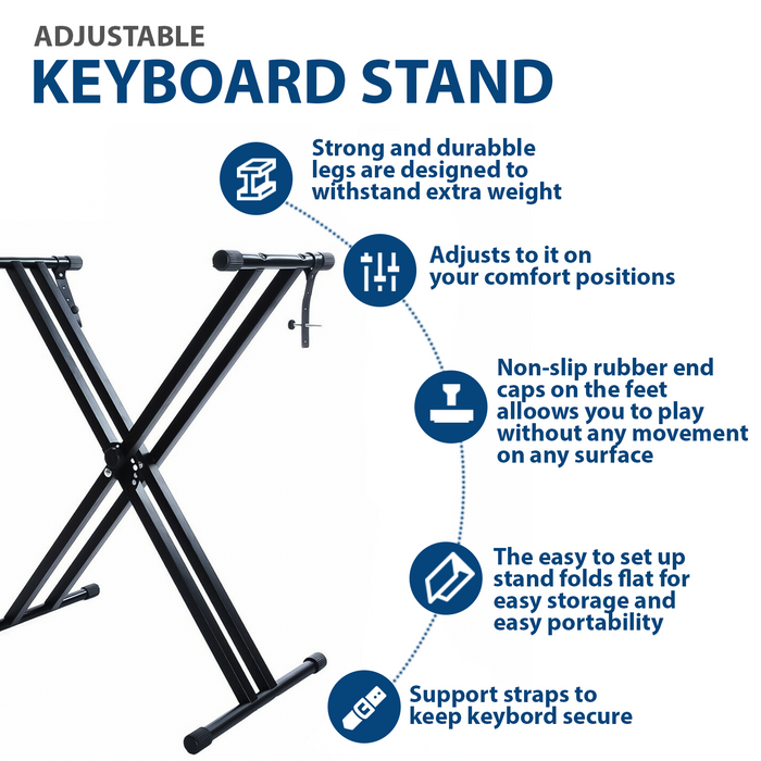 Double Tubes  X Frame Piano Keyboard Stand